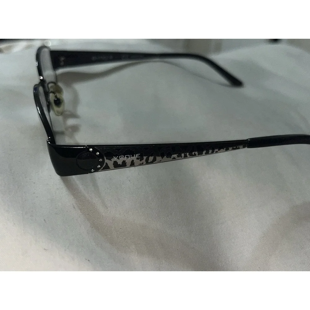 Vogue VO3745-B 352 Black Silver Chip Style Paint Metal Designer Eyeglasses 53-16